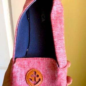 Nautical slide on shoes!! Red! Never worn!!